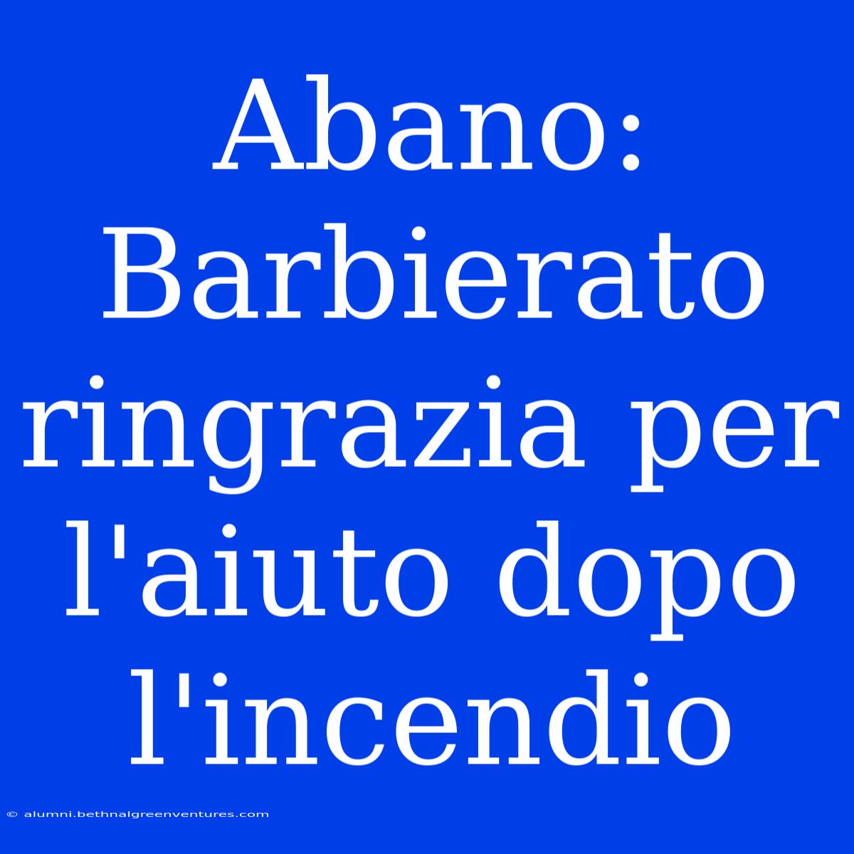 Abano: Barbierato Ringrazia Per L'aiuto Dopo L'incendio