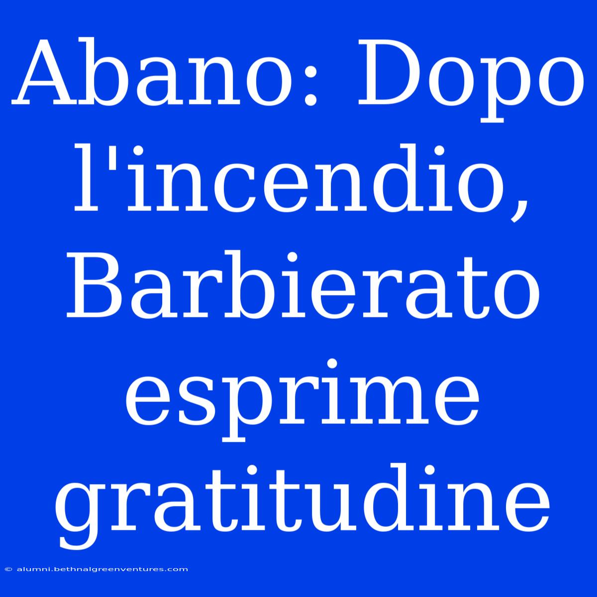 Abano: Dopo L'incendio, Barbierato Esprime Gratitudine