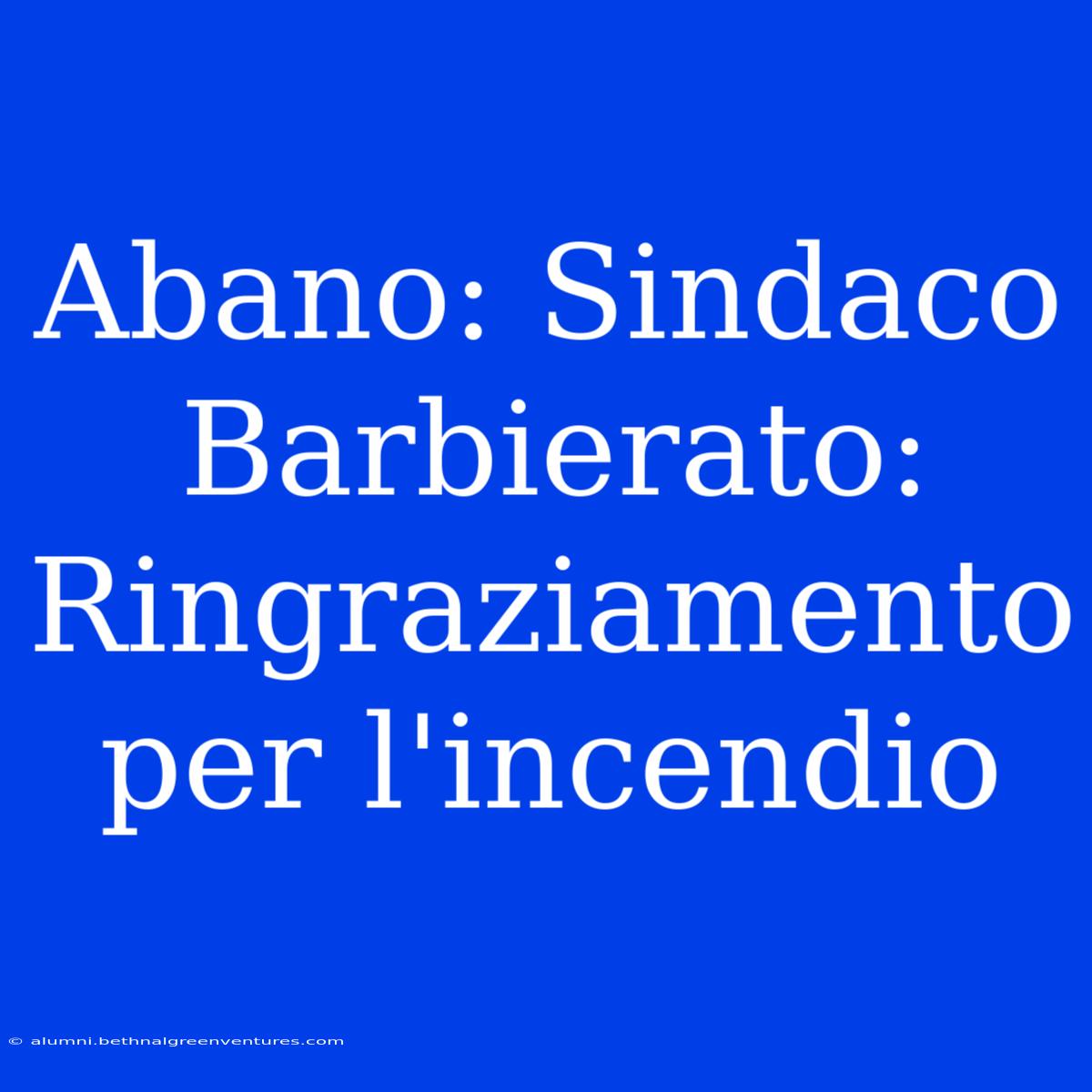 Abano: Sindaco Barbierato: Ringraziamento Per L'incendio