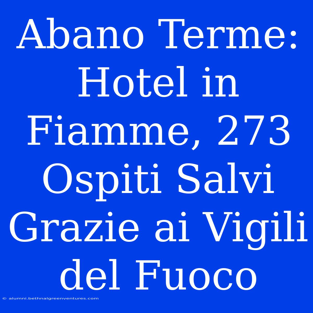 Abano Terme: Hotel In Fiamme, 273 Ospiti Salvi Grazie Ai Vigili Del Fuoco 