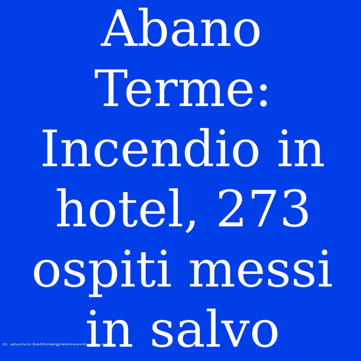 Abano Terme: Incendio In Hotel, 273 Ospiti Messi In Salvo