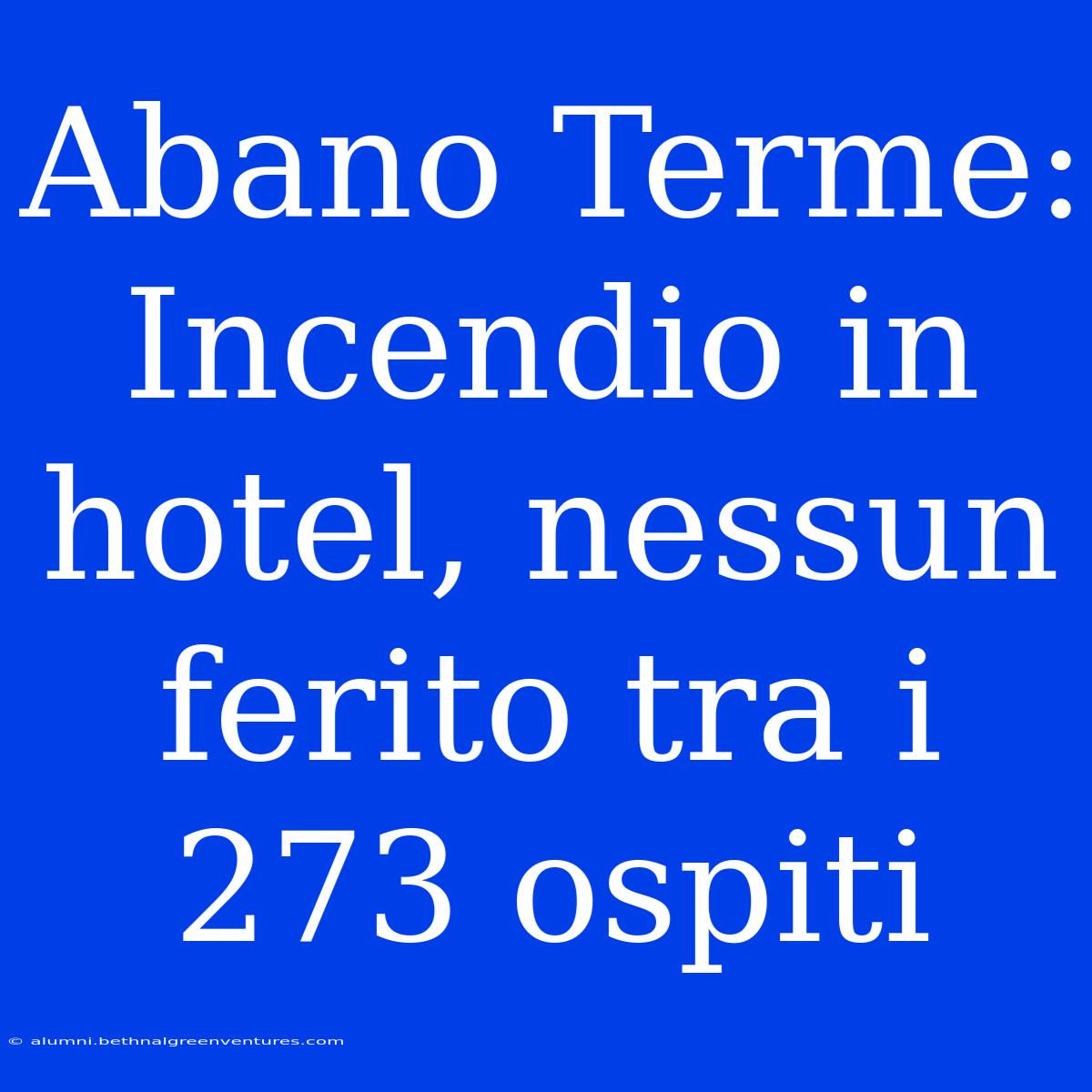 Abano Terme: Incendio In Hotel, Nessun Ferito Tra I 273 Ospiti