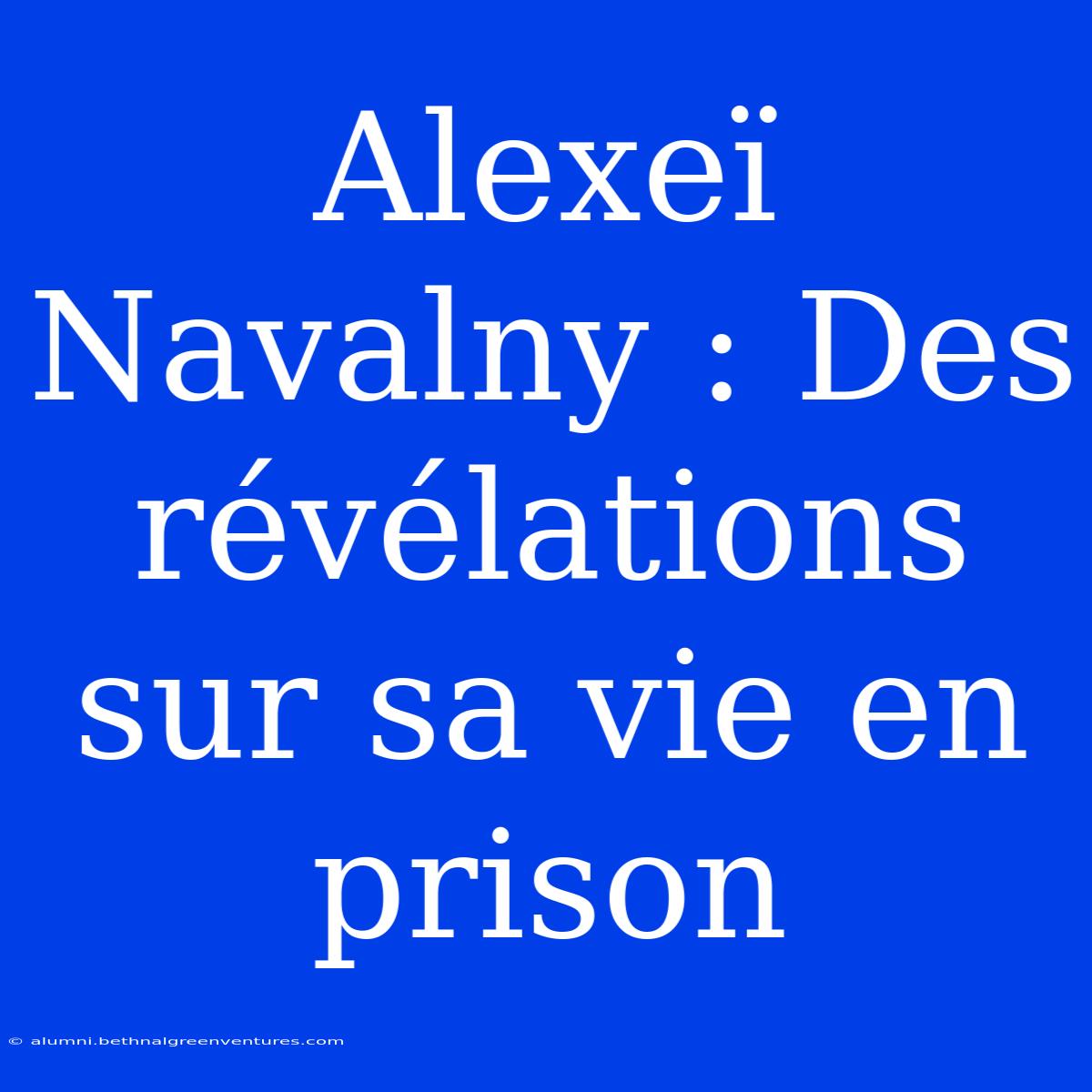 Alexeï Navalny : Des Révélations Sur Sa Vie En Prison