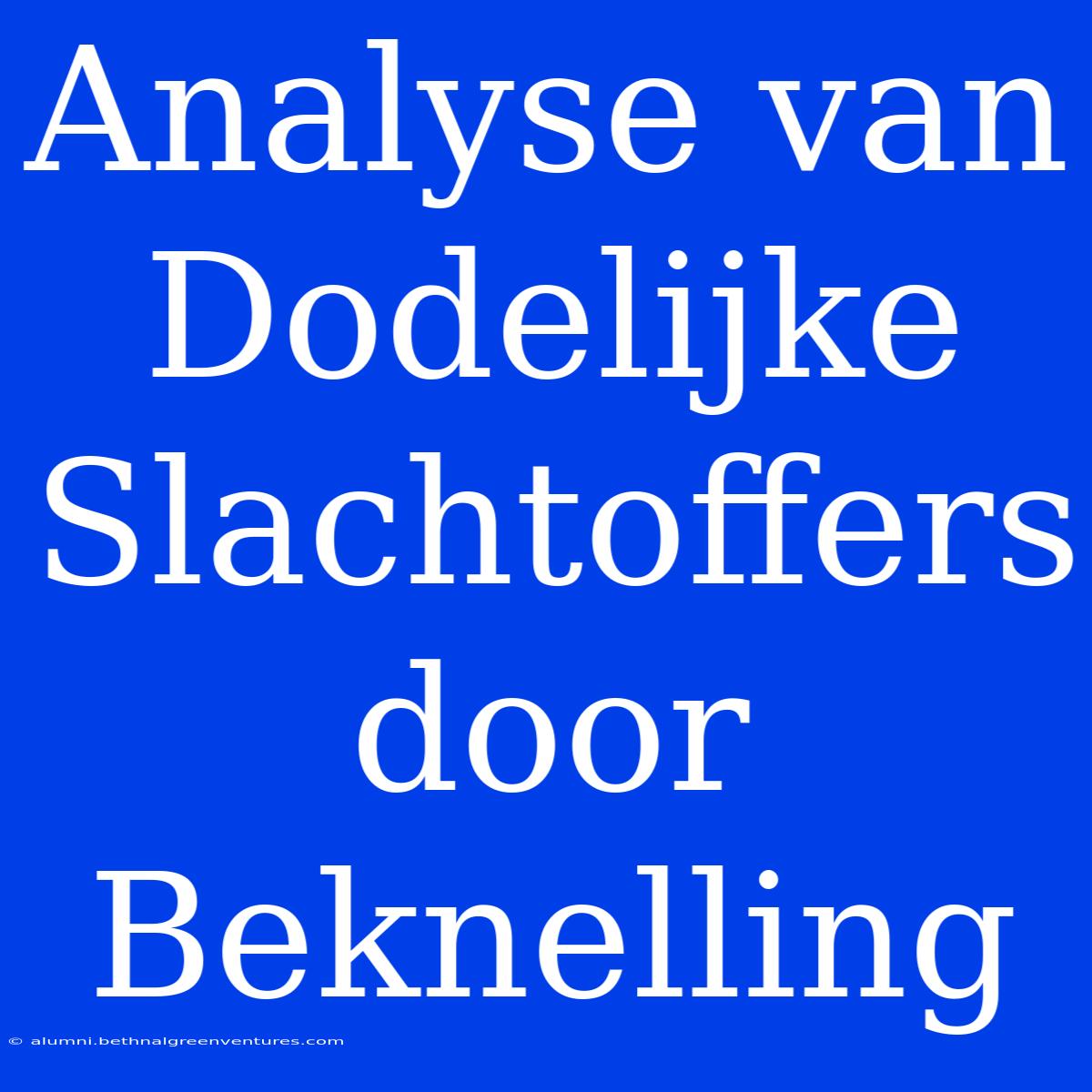 Analyse Van Dodelijke Slachtoffers Door Beknelling