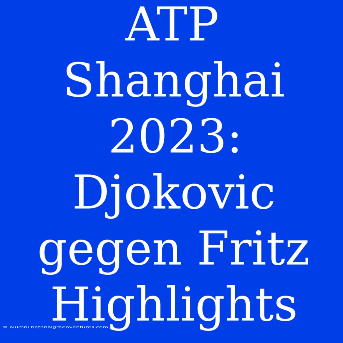 ATP Shanghai 2023: Djokovic Gegen Fritz Highlights