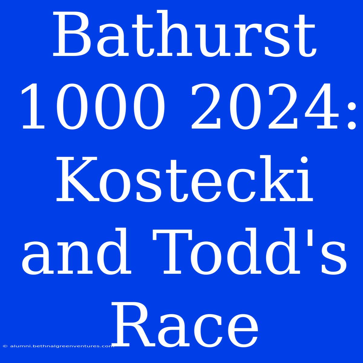 Bathurst 1000 2024: Kostecki And Todd's Race