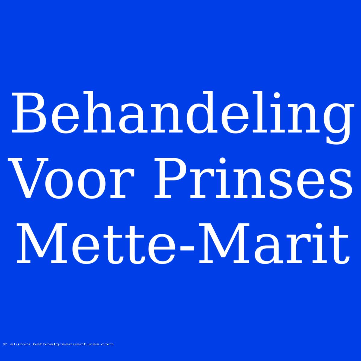 Behandeling Voor Prinses Mette-Marit