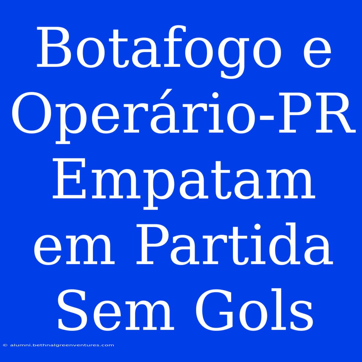 Botafogo E Operário-PR Empatam Em Partida Sem Gols 