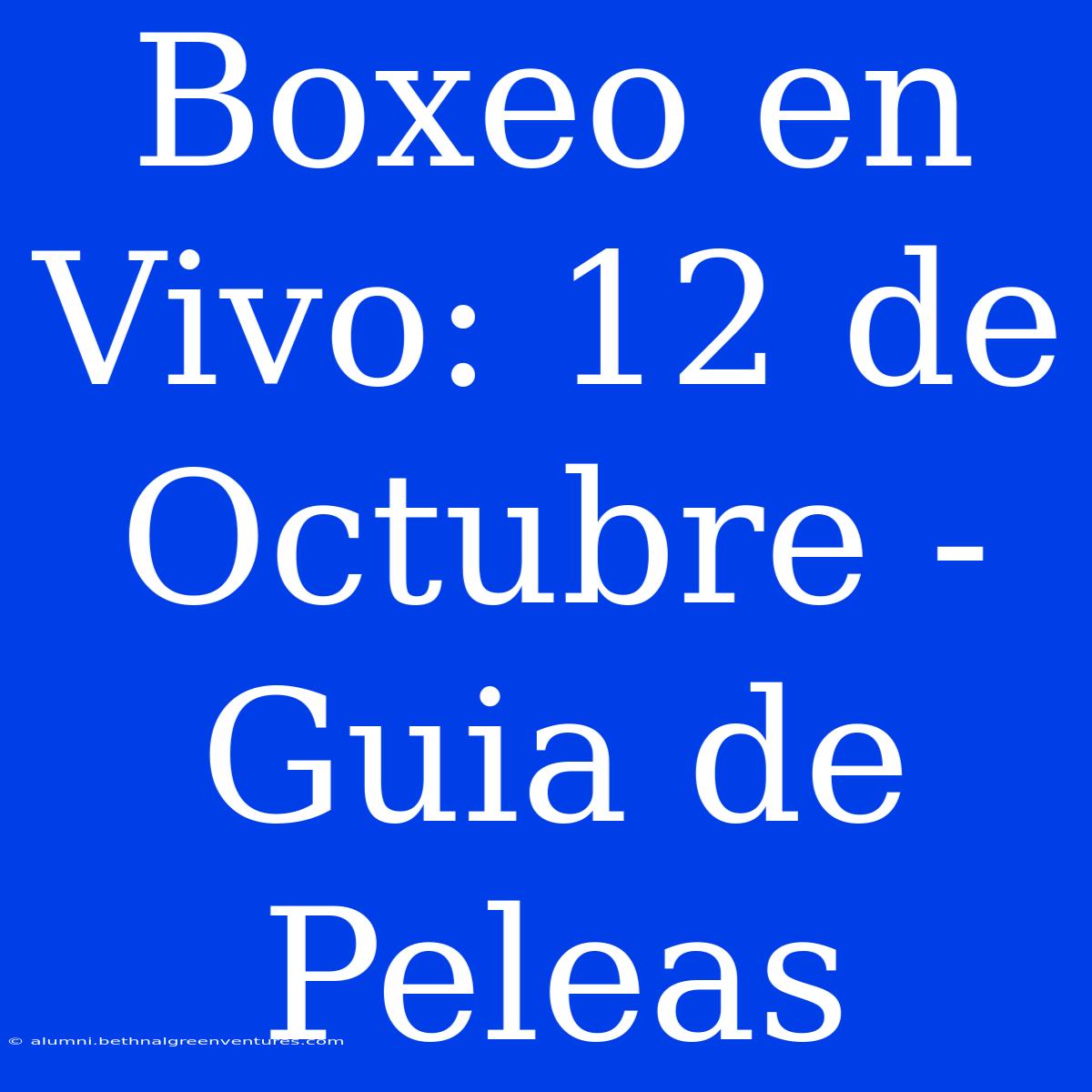 Boxeo En Vivo: 12 De Octubre - Guia De Peleas