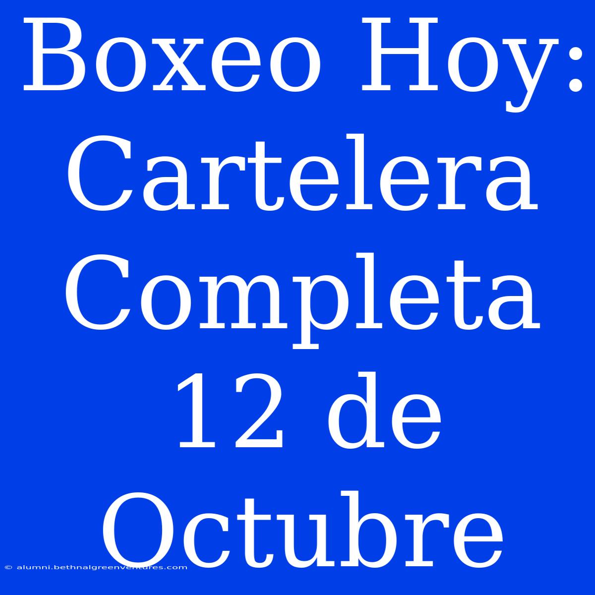 Boxeo Hoy: Cartelera Completa 12 De Octubre