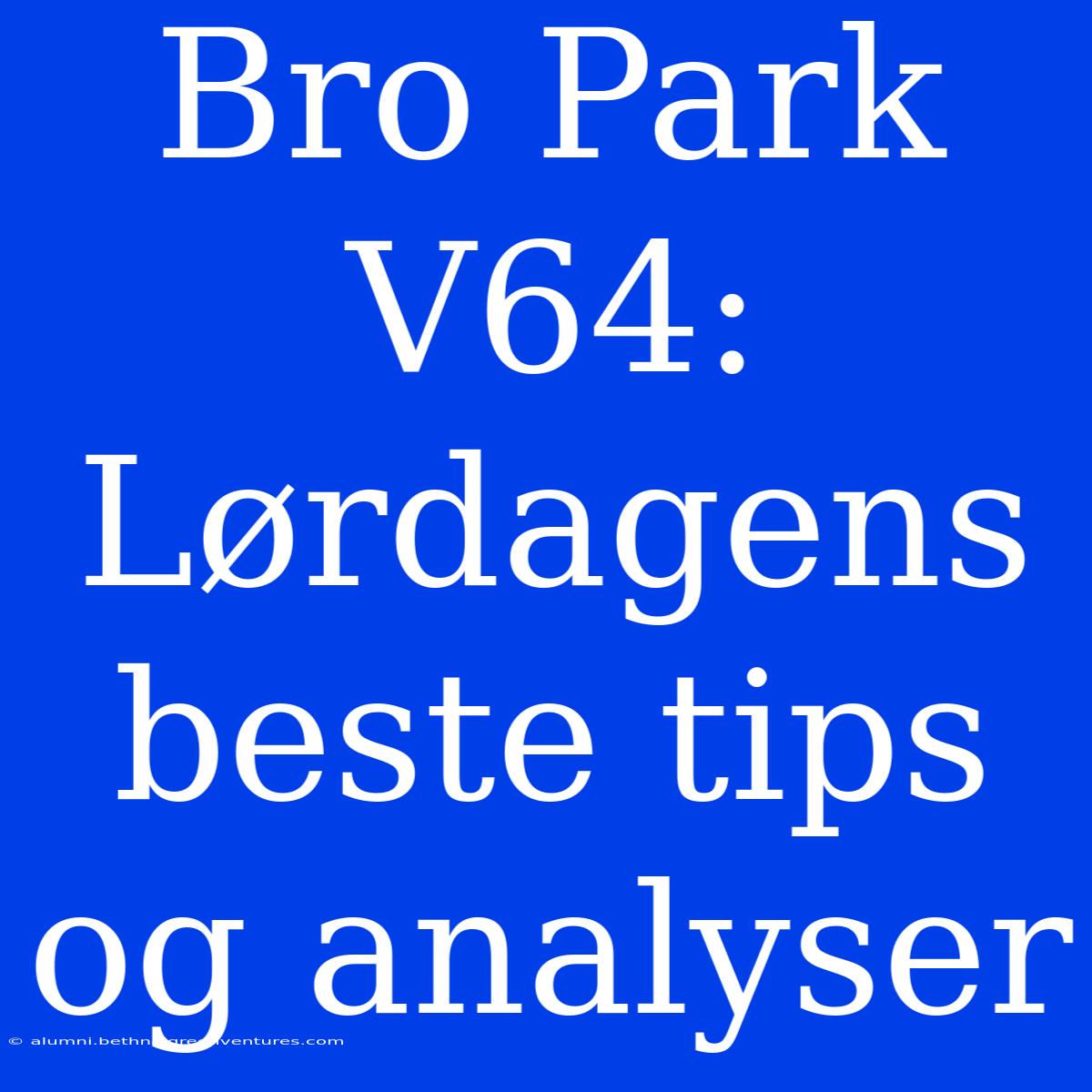 Bro Park V64: Lørdagens Beste Tips Og Analyser