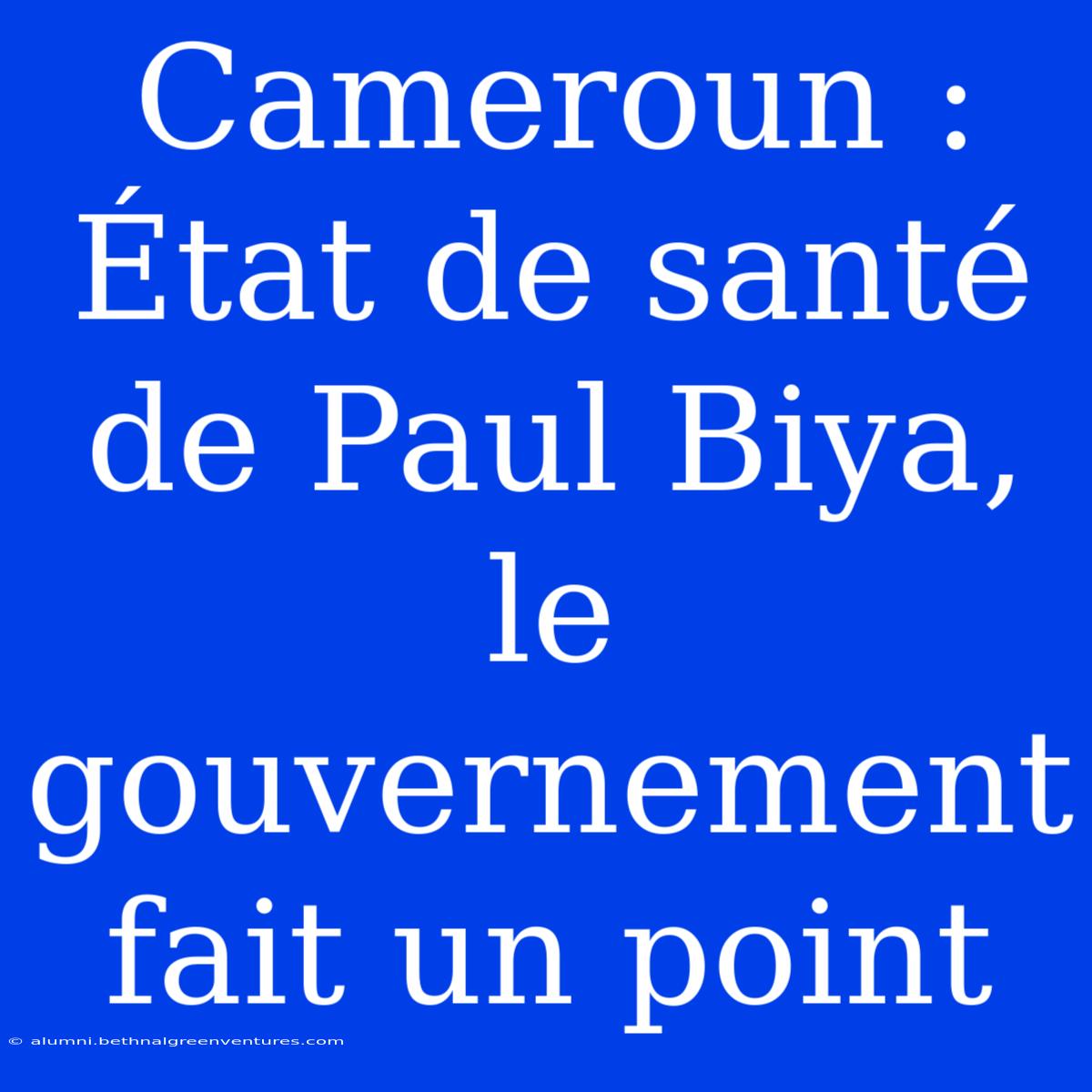 Cameroun : État De Santé De Paul Biya, Le Gouvernement Fait Un Point