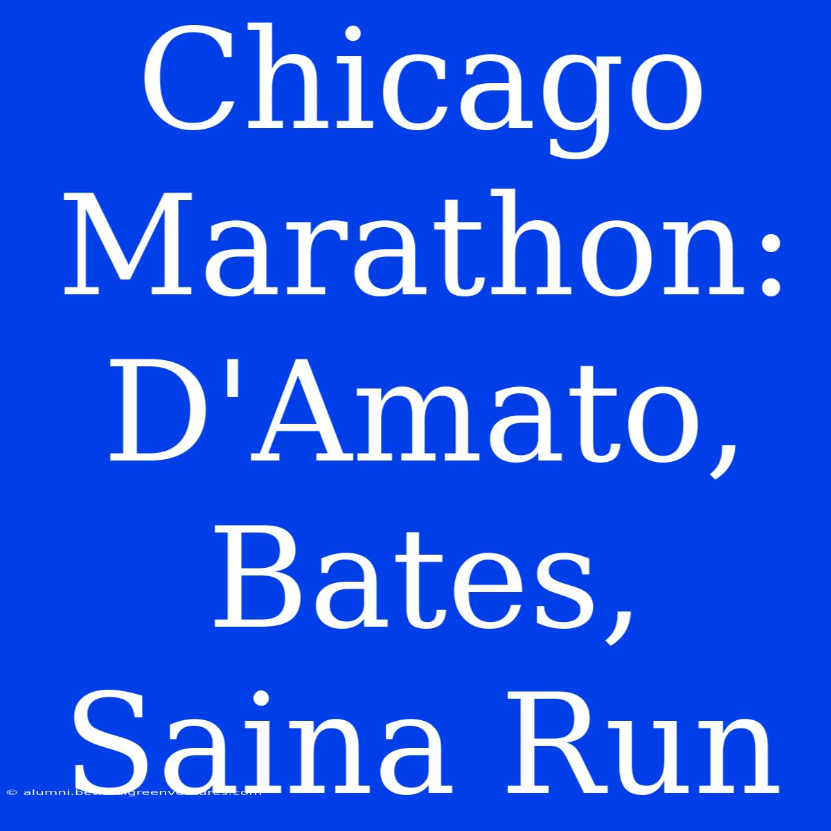 Chicago Marathon: D'Amato, Bates, Saina Run