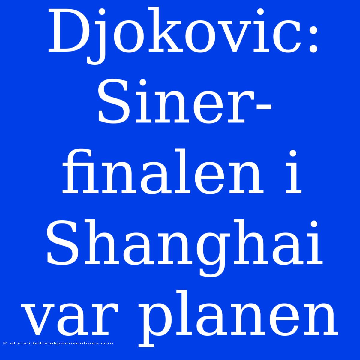 Djokovic: Siner-finalen I Shanghai Var Planen