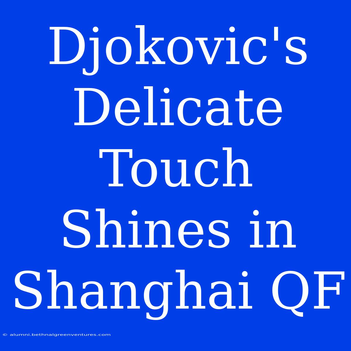 Djokovic's Delicate Touch Shines In Shanghai QF