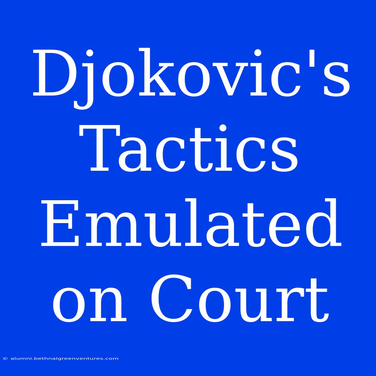 Djokovic's Tactics  Emulated On Court