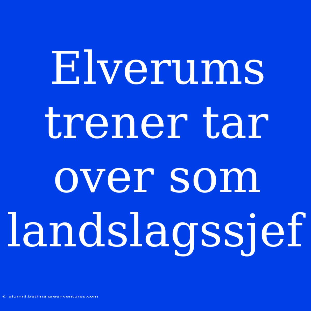 Elverums Trener Tar Over Som Landslagssjef