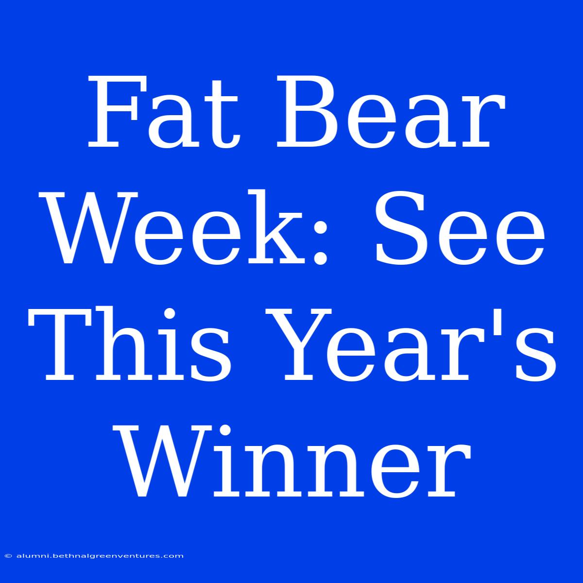 Fat Bear Week: See This Year's Winner  