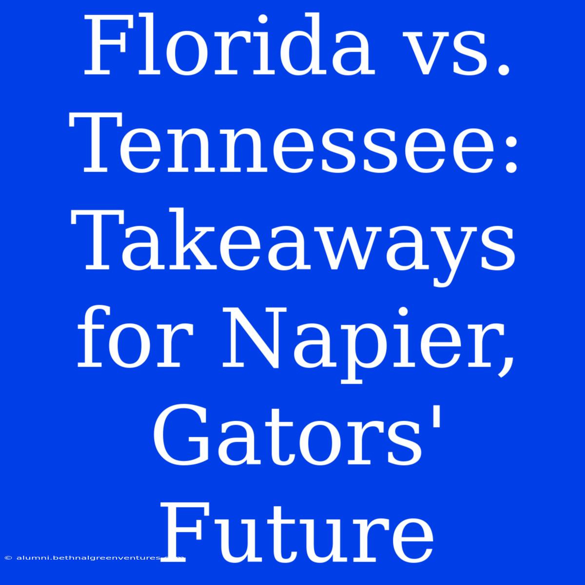 Florida Vs. Tennessee: Takeaways For Napier, Gators' Future 