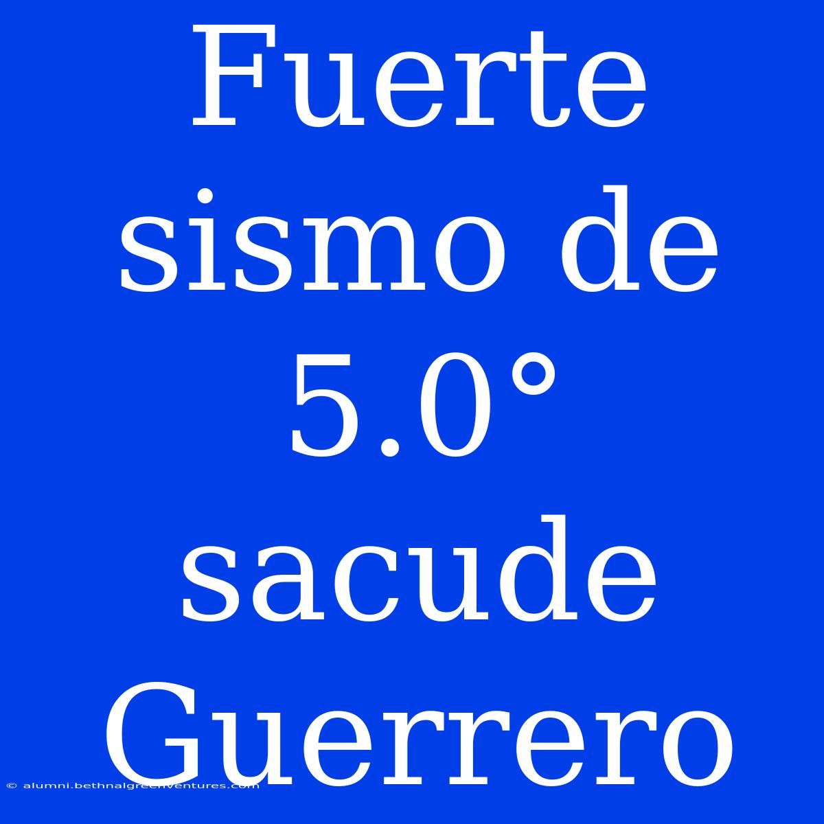 Fuerte Sismo De 5.0° Sacude Guerrero 