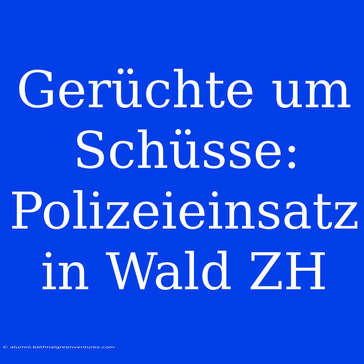 Gerüchte Um Schüsse: Polizeieinsatz In Wald ZH