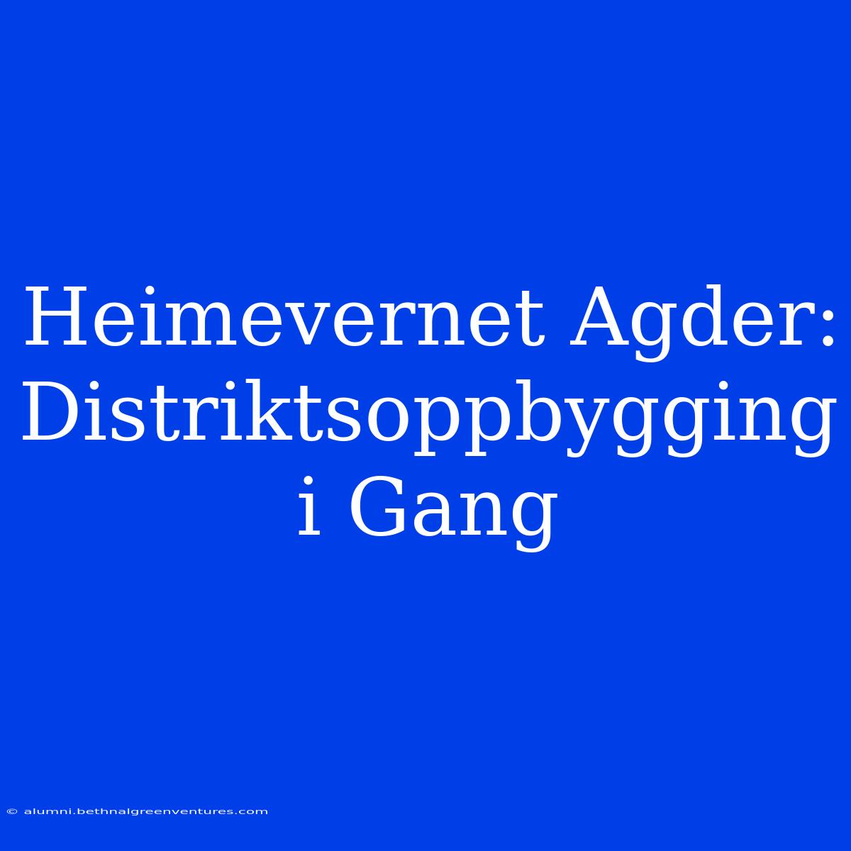 Heimevernet Agder: Distriktsoppbygging I Gang