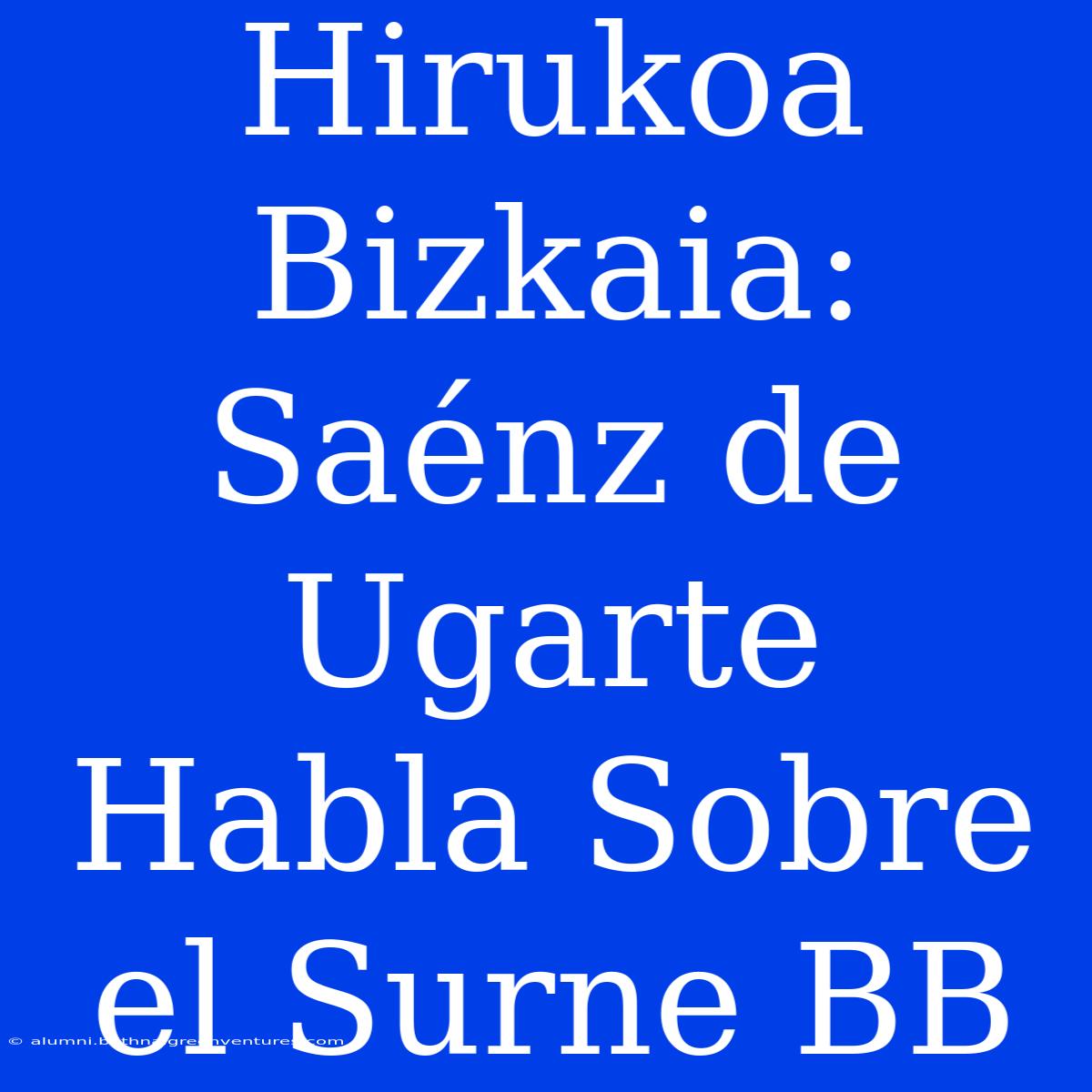 Hirukoa Bizkaia: Saénz De Ugarte Habla Sobre El Surne BB