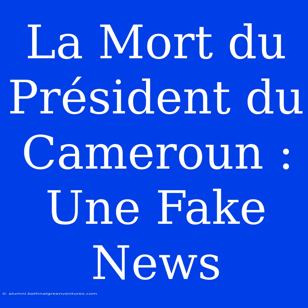 La Mort Du Président Du Cameroun : Une Fake News 