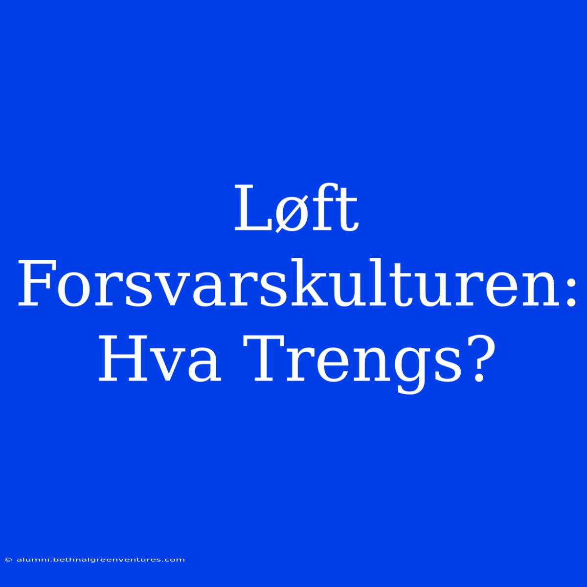 Løft Forsvarskulturen: Hva Trengs?