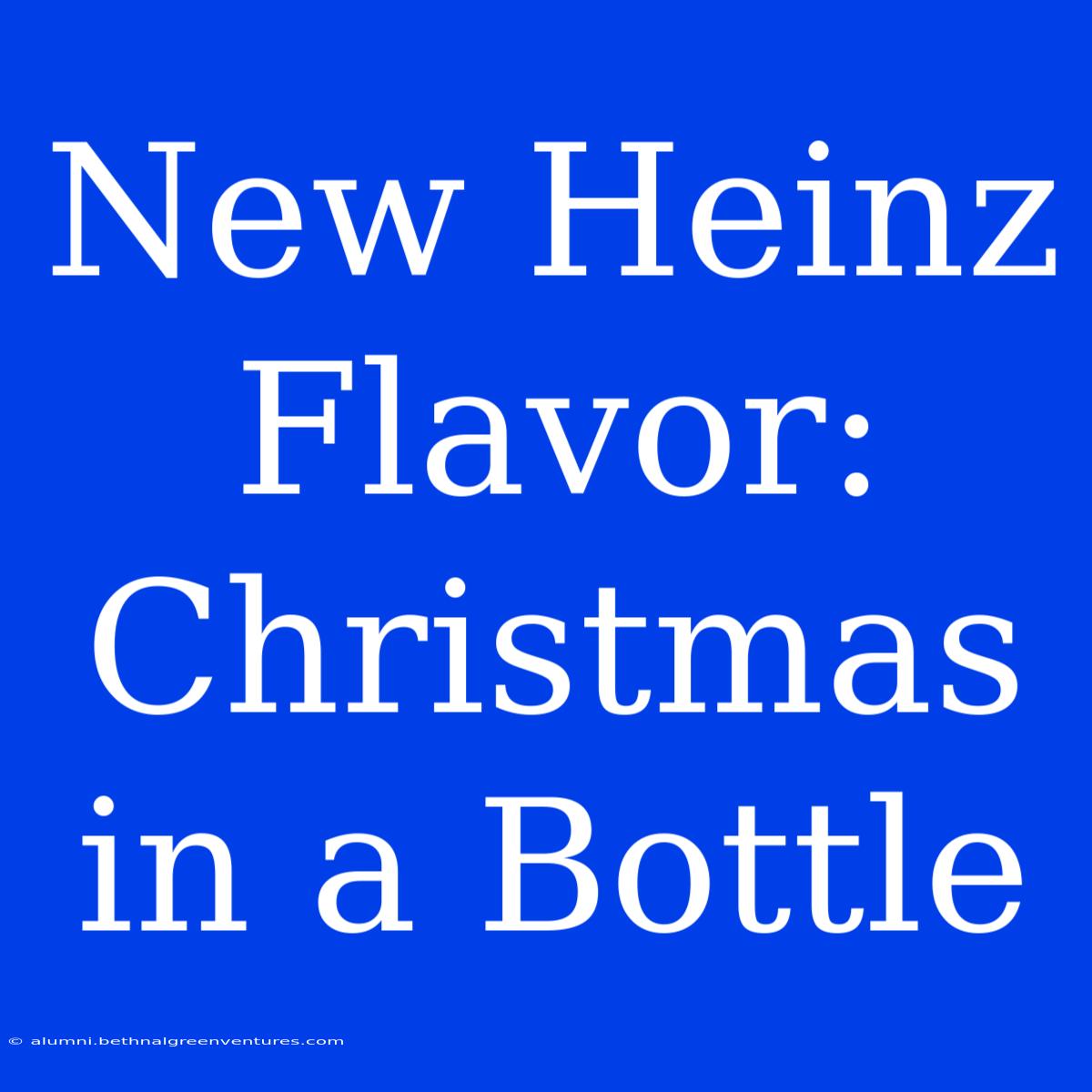 New Heinz Flavor: Christmas In A Bottle