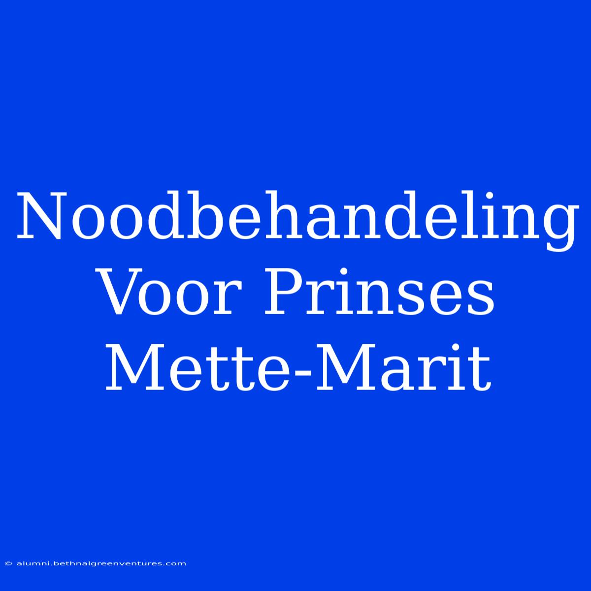 Noodbehandeling Voor Prinses Mette-Marit