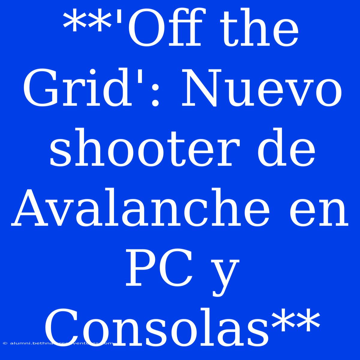 **'Off The Grid': Nuevo Shooter De Avalanche En PC Y Consolas**