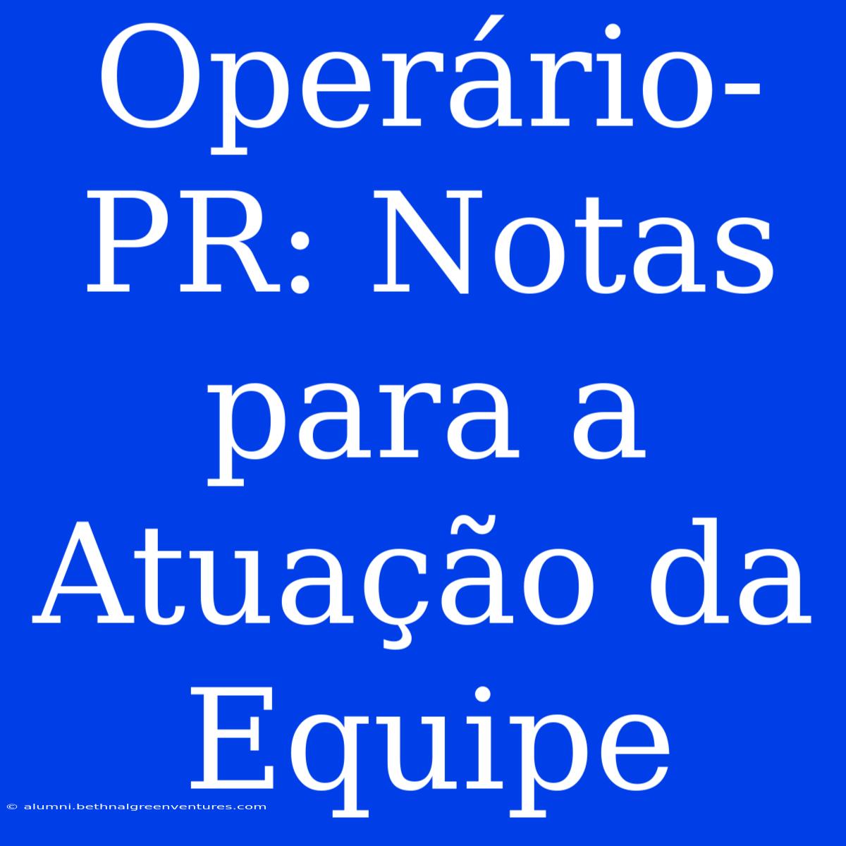 Operário-PR: Notas Para A Atuação Da Equipe