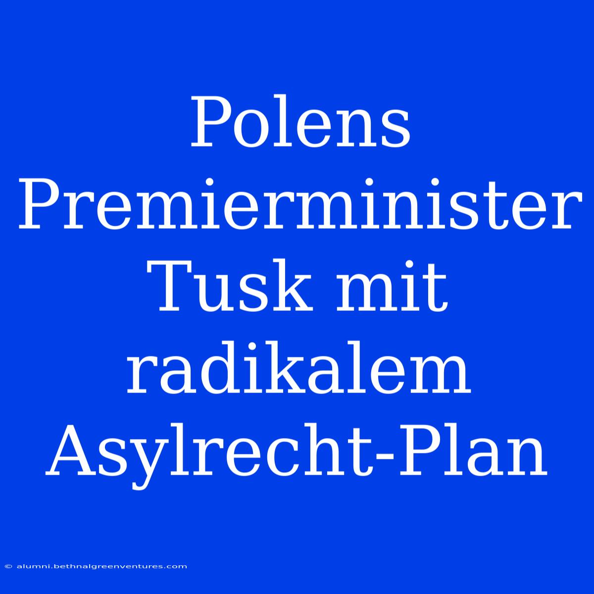 Polens Premierminister Tusk Mit Radikalem Asylrecht-Plan 