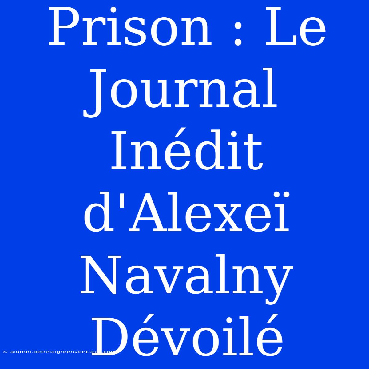 Prison : Le Journal Inédit D'Alexeï Navalny Dévoilé