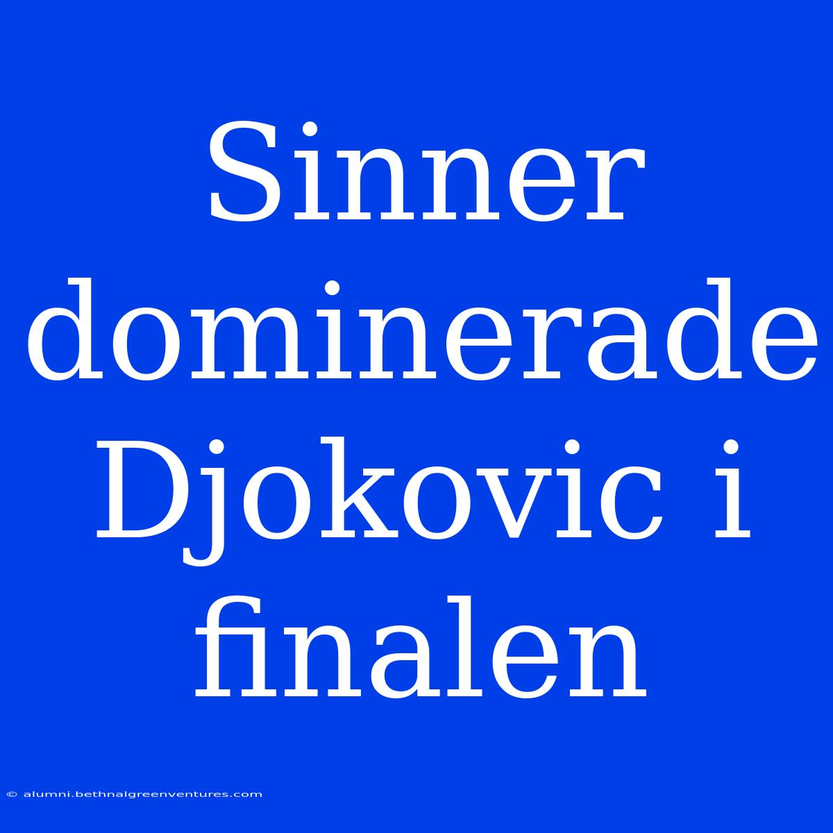 Sinner Dominerade Djokovic I Finalen