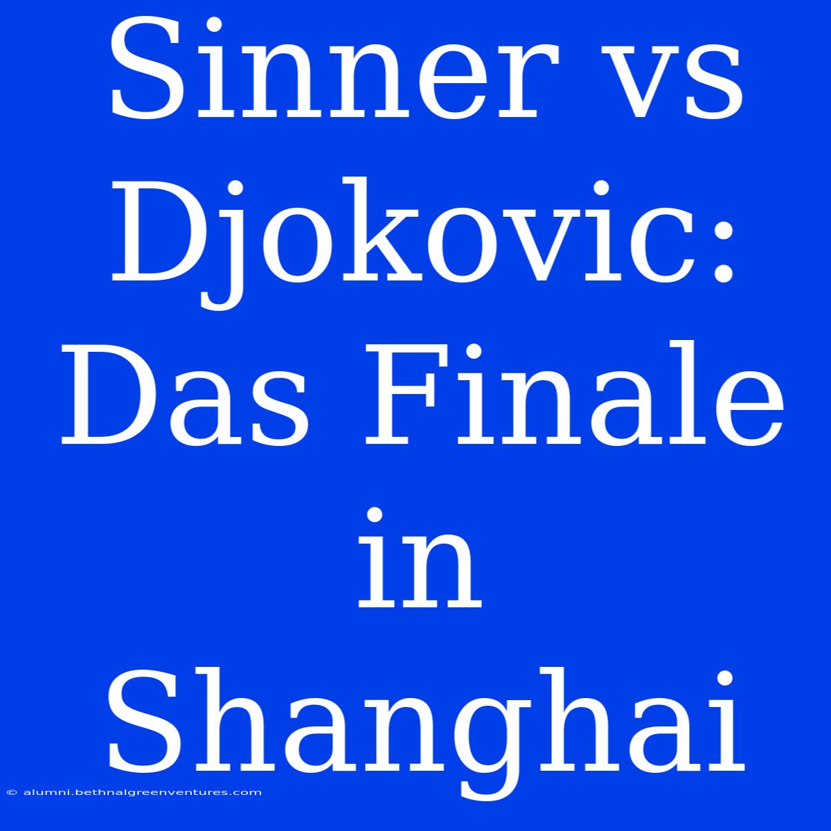 Sinner Vs Djokovic: Das Finale In Shanghai 