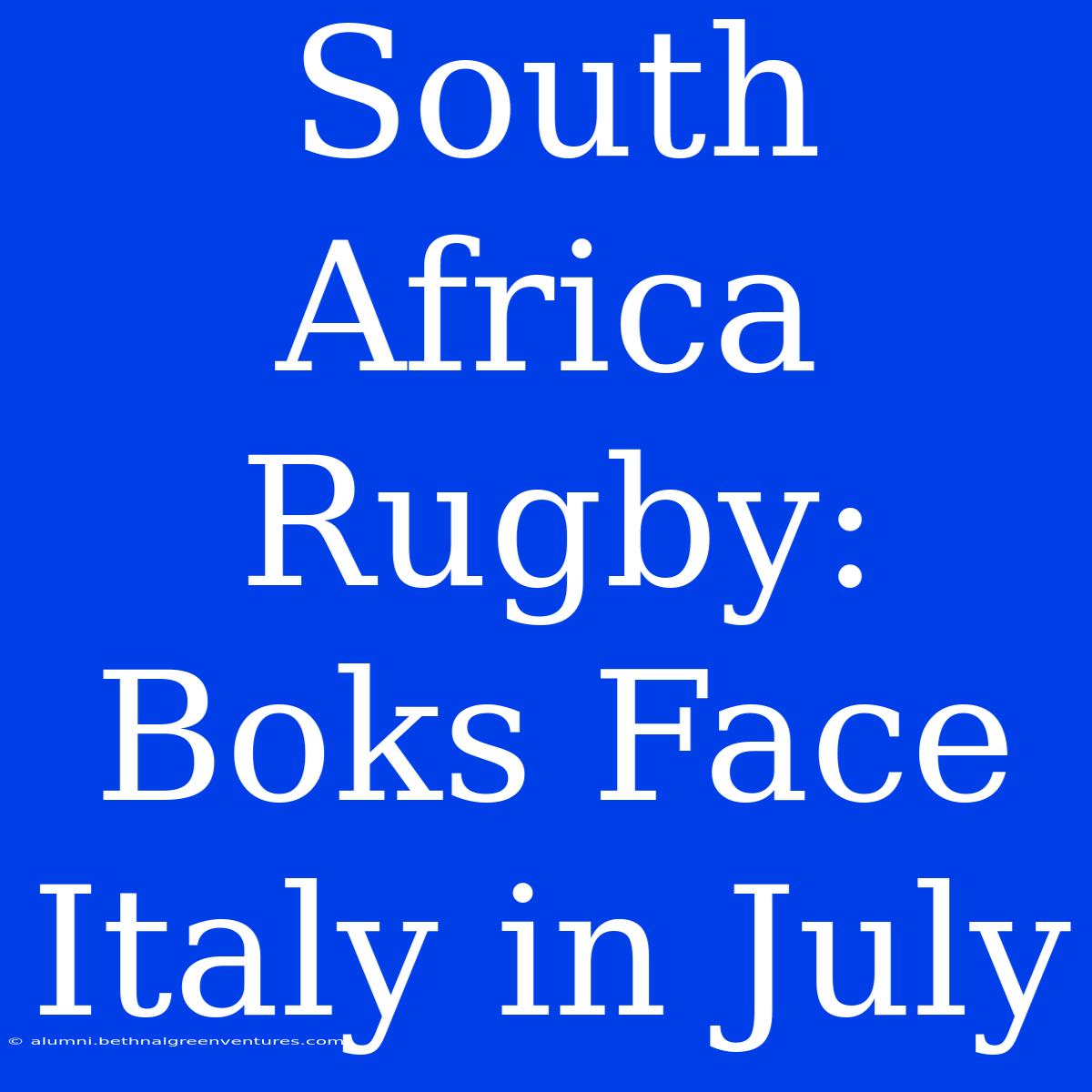 South Africa Rugby: Boks Face Italy In July