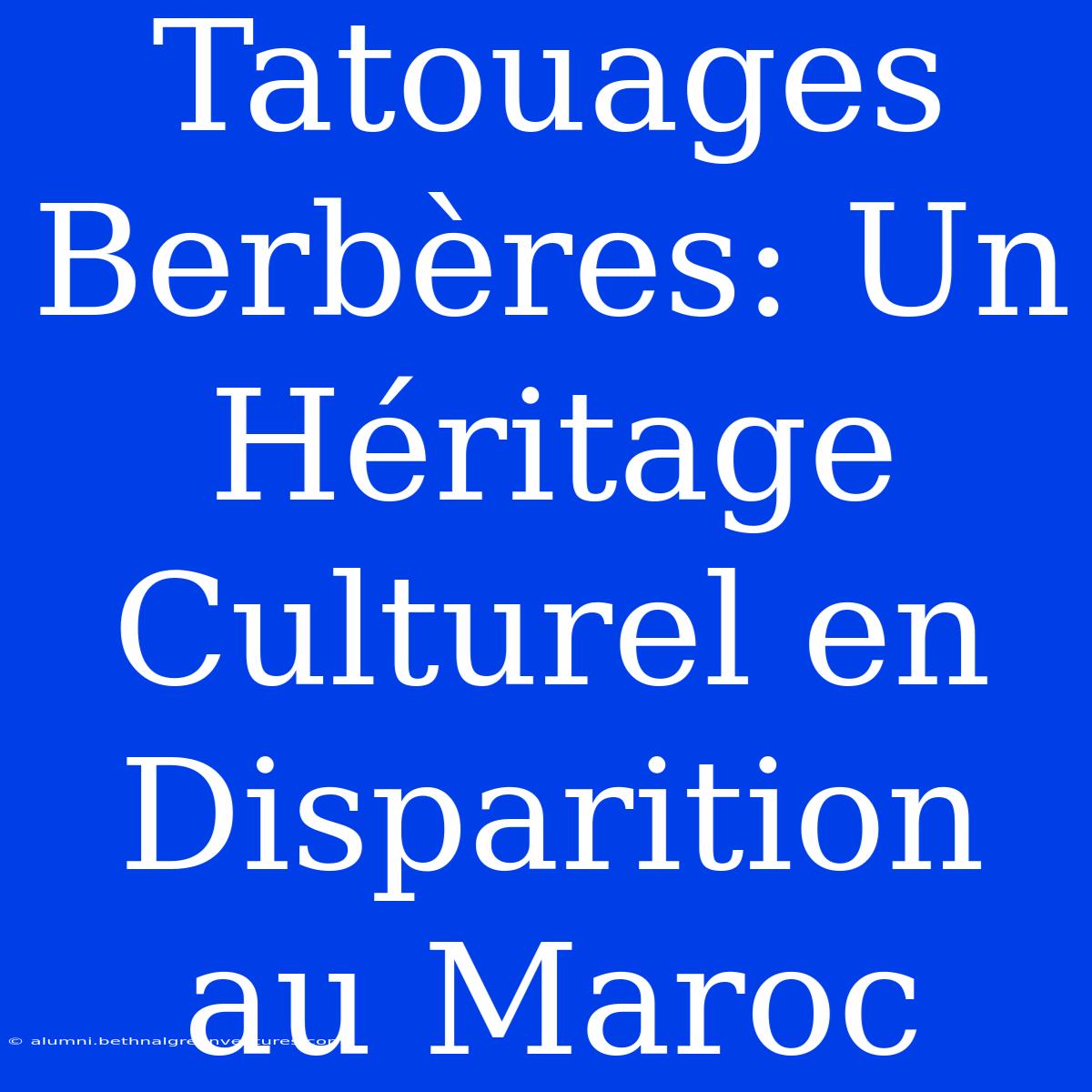 Tatouages Berbères: Un Héritage Culturel En Disparition Au Maroc