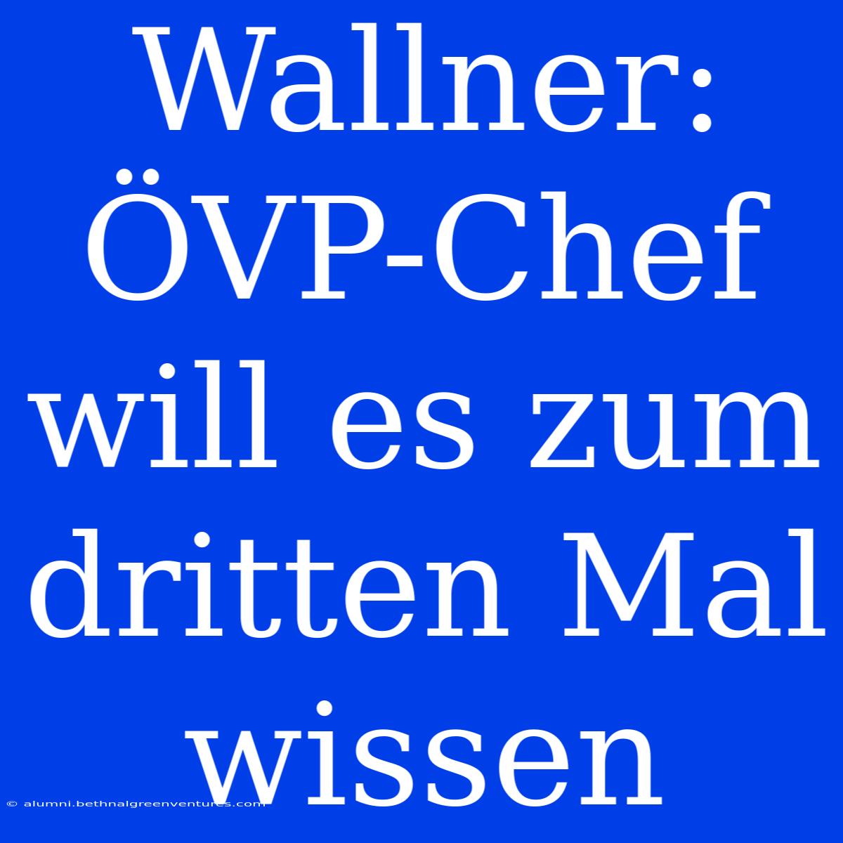 Wallner: ÖVP-Chef Will Es Zum Dritten Mal Wissen