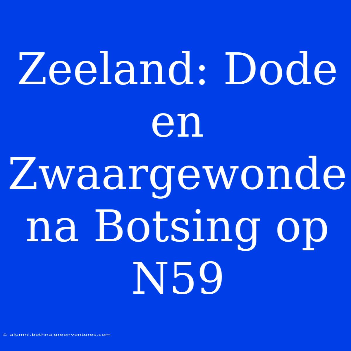 Zeeland: Dode En Zwaargewonde Na Botsing Op N59