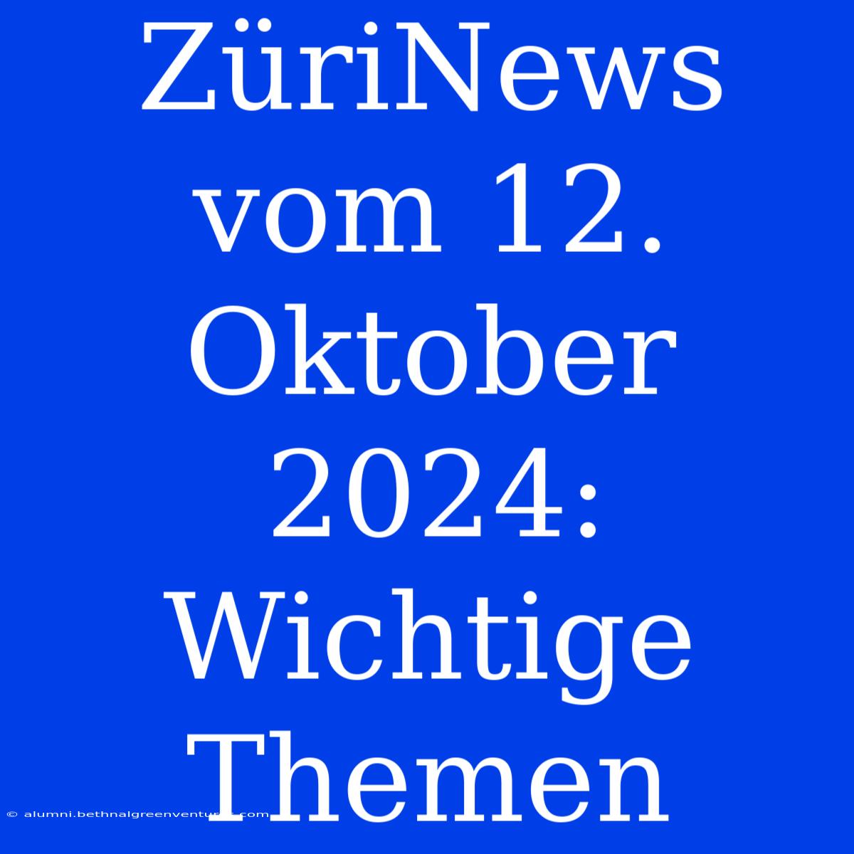 ZüriNews Vom 12. Oktober 2024: Wichtige Themen